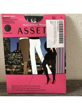 SPANX Maternity Textured Mama Striped Tights by Assets  Size 3 in Black